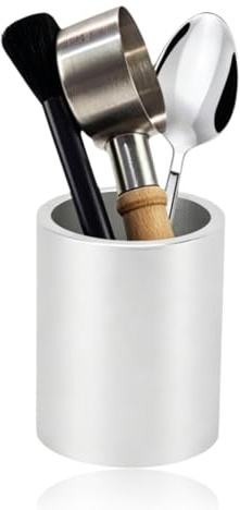 Cyrank Spoon Holder for Coffee Bar, Coffee Spoon Holder Cup Kitchen Stir Stick Organizer Cup Versatile Utensil Jar for Straws, Teaspoons, Drink Stirrers, Small Spoon (White)