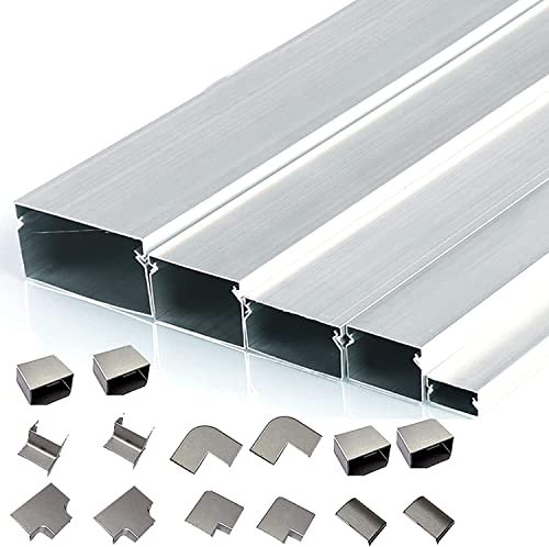 Metal Cable Trunking 5 m Cable Tidy Box Floor/Wall Mounted Heavy Large Aluminium Wire Channels - Cable Duct Cable Management for Indoor/Outdoor/Garage/Warehouse
