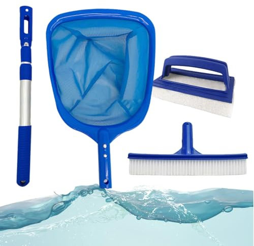 Productos de limpieza de piscinas: equipo de limpieza de piscinas, kit versátil para el cuidado de la piscina | 4 piezas de suministros de mantenimiento de piscinas, red de skimmer, s