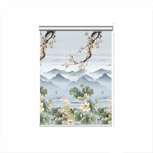 Home Office Roller Blind Thermal Blackout Window Curtains Roller Shade Patterned Shading Curtain Blackout Window Blind with Fittings (100x200cm,Style B)