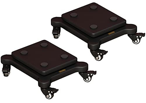 LXWKAI 2 Floors Subwoofer Isolation Stand,Speaker Isolation Feet Platform,Riser Stabilizer Base,With Mobile On Wheels, For Standard Speaker (Color : Black, Size : 48x53cm)