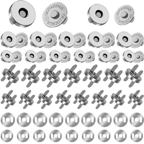 Alethron Magnetverschluss Tasche, 20 Stück Magnetknöpfe zum Annähen 18mm & 14mm Magnetverschluss für Taschen Magnetknopf Metall Magnetverschlüsse Ohne Nähen Druckknöpfe für Kleidung Gepäck