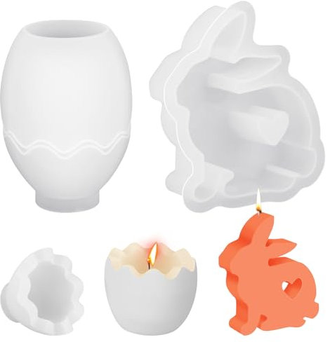 2 Stück Silikonform Ostern, Hase Eierschale Gießformen Ostern, 3D Kreative Silikonform Kerzenhalter, Gipsformen zum Gießen für DIY Kerzen, Handwerk Dekoration