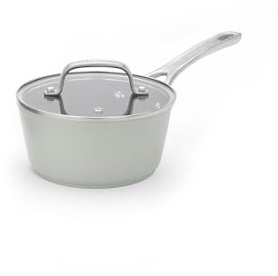 Laura Ashley 16 cm Non Stick Saucepan with Lid - BPA, PFOA-Free Forged Aluminium Cooking Pan 1.2L - Easy to Wash & Oven Safe with 10-Years Guarantee - Multi Hob, Induction Compatible - Sage Leaf