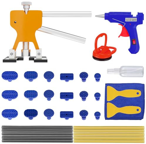 Gziztx 35PCS Dellen Reparaturset Auto Ausbeulwerkzeug mit Goldzieher, Klebepistole, Saugnapf, Geeignet zum Entfernen von Dellen an Türverkleidungen, Stoßstangen und Dächern