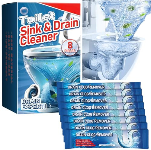 8PCS Toilet Sink and Drain Cleaner,Drain Clog Remover,Powerful Dr-ain Cleaner,Powerful Pipe Dredging Agent,Quickly Dissolve Drai-n Cle/aners,Non-Corrosive D/rain Pipe Clea-ner,Toilet Unblocker Liquid