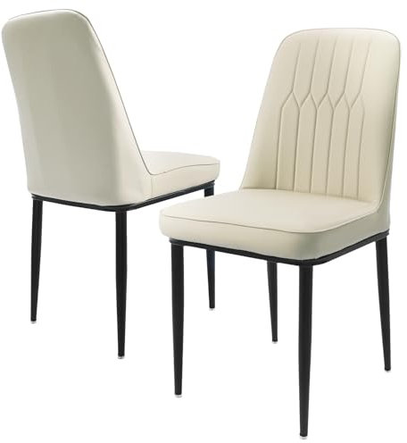 Durrafy 2er Set Esszimmerstühle mit Rückenlehne, Küchenstuhl mit Samtbezug Polsterstuhl aus Metall, ergonomischer Stuhl für Esstisch,Weiß