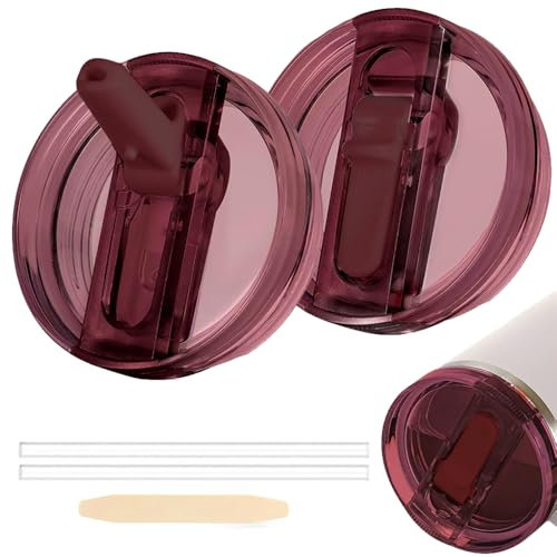 Stanley cup Deckel, 2 Stück Ersatzdeckel für 40oz Becher mit 2 Trinkhalmen, Wiederverwendbarer Auslaufsichere und Staubdichte Stanley cup Deckel Ersatz