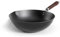 NQYZZFA Poêle Wok En Acier Au Carbone Avec Surface En Relief, Wok Antiadhésif Sans Revêtement Chimique, Manche En Bois, Fond Plat, Pour Cuisinières À Induction, À Gaz Et Électriques,34cm