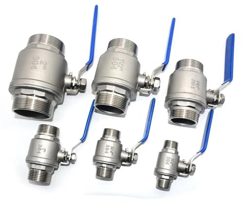 Valvola a sfera in acciaio inox 304 a due pezzi 1/4 3/8 1/2 3/4 1 2 filettatura femmina e maschio acqua gas olio adattatore raccordo 1 pz (1/2)