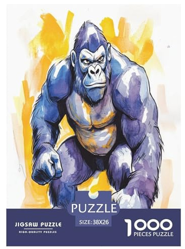Gorilla Jigsaw Puzzles Puzzles for Adults Kids. 1000 Pieces Great Gifts Challenge Toy Educational Games Home Decoration for Adults& Kids Age 14 Years Up 38x26cm/1000pcs