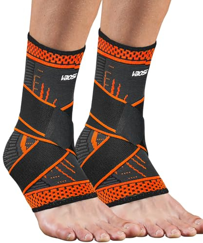 Arpama 2 Stück Verstellbare Knöchelbandage & Sprunggelenkbandage Bandage Fußgelenk - Fußbandage für Plantarfasziitis & Achillessehne Schmerzen, Orthopädisch Universal Rechts/Links (2x Orange, XL)