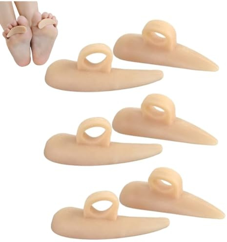 ZHAOYCSH 6 Pieces Gel Hammer Toe Corrector Pads - Hammer Toe Straightener & Crest Support Cushions for Curled, Curved, Claw, Mallet Toe Pain Relief - Left & Right Feet Gel Toe Splints (Beige)