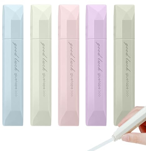 COGVOHY 5 PCS Double Sided Tape Pen, Glue Pens for Crafting, Adhesive Glue for Scrapbook Supplies for Crafts, Card making, Gift Wrapping(0.24in×16.4ft)