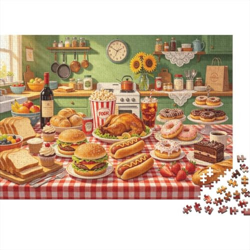 Kitchen Feast Adult Puzzles 1000 Pezzi Riciclabile Materiale Food Table Puzzle Familiare Gaming Time Accessori Familiare And Friends Compleannos 52x38cm/1000pezzi