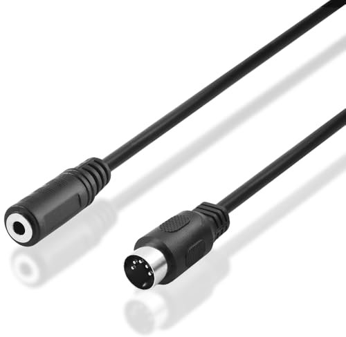 BestPlug 20cm Audio Stereo Adapter Kabel Aux in Out, 3,5mm Klinke Buchse Kupplung weiblich auf 5pol MIDI Stecker männlich, Schwarz