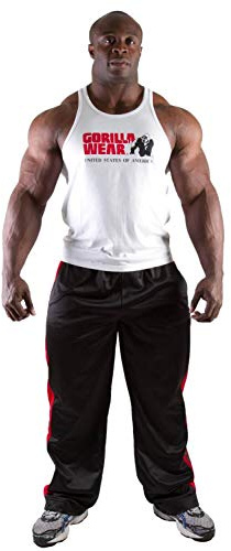 Gorilla Wear Classic Fitness Tank Top - weiß - Bodybuilding Sport Freizeit mit Logo Aufdruck leicht und bequem für optimale Bewegung aus Baumwolle