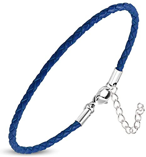 ZENSE - Bracelet homme en cuir fin de couleur bleue ZB0243-A [ajustement au poignet avec extension 5cm]