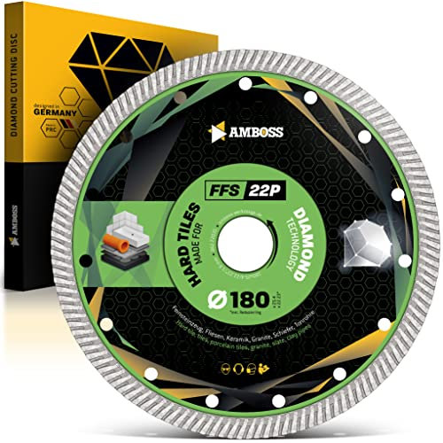 Amboss Diamant Trennscheibe Ø180 x 1.6 mm x 22.2/25.4 mm (Für Schiefer, Fliesen, Fiberglas etc.) - Segmenthöhe: 10 mm (gesintert)