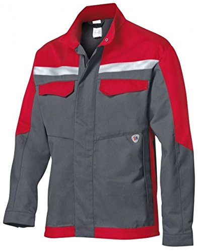 BP 2435-820-5381-44/46n Arbeitsjacke, Stehkragen, verdeckter Reißverschluss und Druckknopfband, 320,00 g/m² , dunkelgrau/rot, 44/46n