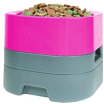 PET WEIGHTER Raised Dog Bowl - Weighted Dog Bowl or Cat Bowl, No Spill! - Elevated Dog Bowls for Large Dogs & Small - No More Spills, Sliding or Cleaning Up! (Large, Hot Pink)