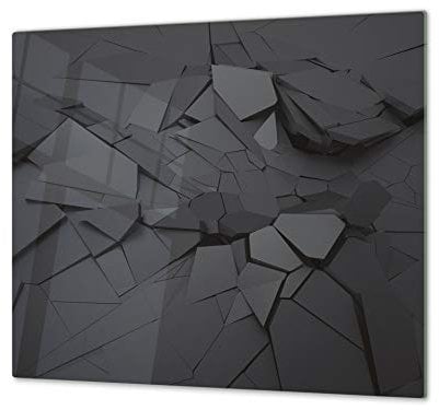 Tabla de cortar decorativa de cristal templado y cubre vitro – Dos en Uno – Resistente a golpes y arañazos – UNA PIEZA (60 x 52 cm) o DOS PIEZAS (30 x 52 cm); D10A Serie Texturas A: Textura 16