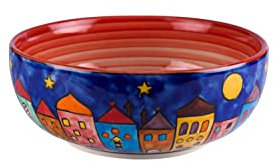 Gall&Zick Salatschüssel Schale Keramik Handbemalt Bunt (Rot, Klein)