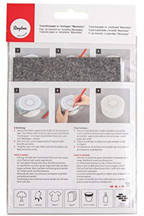 Rayher 67289000 5x DIN A4 Transferpapier mit Vorlagen Mandalas, zum Übertragen von Motiven