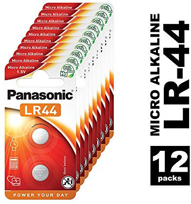 Panasonic LR44 Micro Alkali-Knopfzelle, 1.5V, 12 Packungen (24 Stück), Alkaline