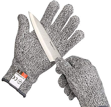 Yizhet Cut Resistant Gloves, Cut Proof, Food Grade, Machine Washable, Reusable, Enhanced Grip, Dexterity (L-Size)