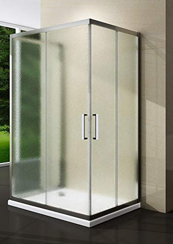 Yellowshop - Box cabina doccia 3 lati cristallo 6 mm scorrevole + anta fissa 70 80 90 100 120 (cm 80x120x80, Cristallo 6mm Puntinato Opaco)