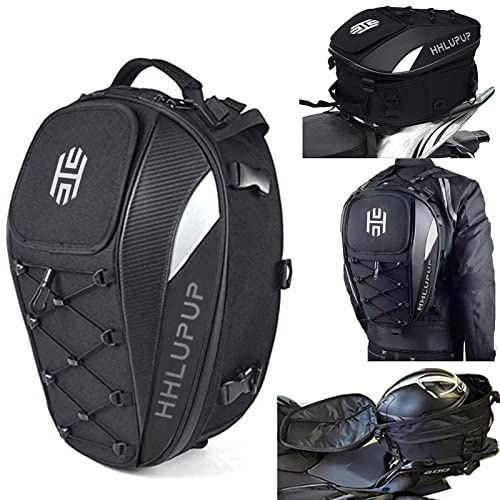 HHLUPUP Motorrad Hecktasche Sitz Helm Große Kapazität Dual Use Motorrad Rucksack, 25L-38L Wasserdichte Gepäcktaschen Weiß