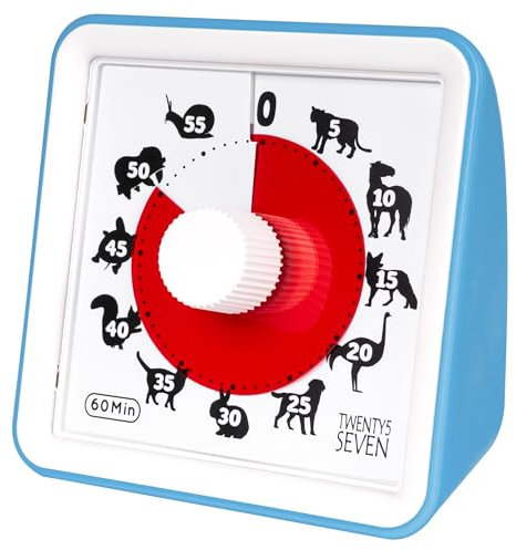 Minuteur analogique visuel 60 minutes, compte à rebours sans bruit, outil de gestion du temps pour enfants, Minuterie pour travail à domicile, examen, regarder la télévision, jeu,pour les garçons,Bleu