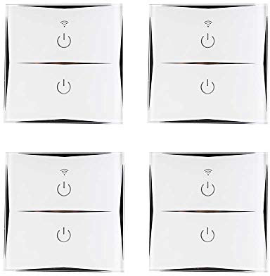 7hSevenOn Home Pack 4 Interruptores Dobles WiFi de Pared vía Smartphone/App