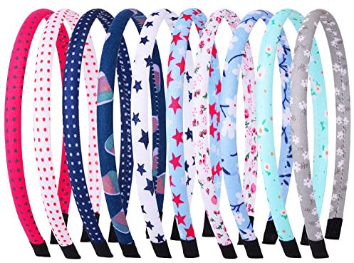 Candygirl Lot de 10 Pieces 10 mm Serre-Tête Enfant Fille Elastique Serre-tête Recouvert Coton Bandeau Cheveux Accessoire Quotidien Fête (Style ACadeau pour la Saint-Valentin)