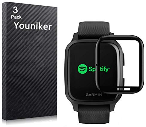 Youniker Lot de 3 Films de Protection d'écran pour Garmin Venu SQ Film de Protection d'écran 3D Couverture Intégrale Crystal Clear HD Anti-rayures