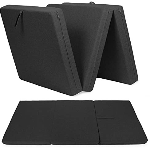 sunnypillow Premium Klappmatratze 120 x 195 x 15cm Schwarz | 4-teilige Faltmatratze mit abnehmbarem Bezug | Schaumstoff extra dick 15cm | Matratze faltbar klappbar Gästematratze Reisematratze |