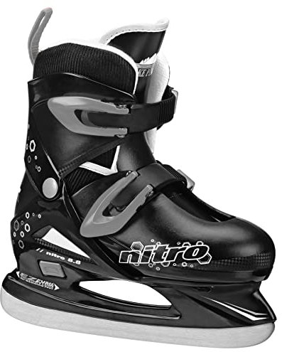 Lake Placid Boys Nitro 8.8 Adjustable Figure Ice Skate, Grey/Black, Large (4-7)