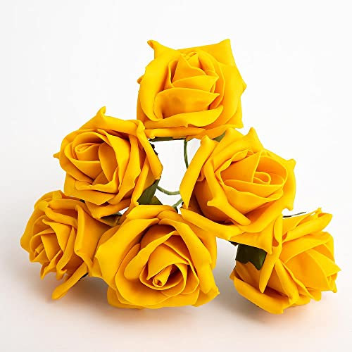 Italian Options Colourfast Artificial Foam Rose Flowers Wedding Bouquet, 5cm, Yellow Gold
