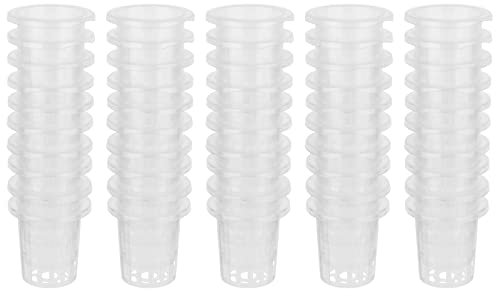 Beautyflier 50 Stück durchsichtige Kunststoff-Töpfe mit Schlitzen für Hydrokultur/Aquaponik/Orchideen (50 mm)