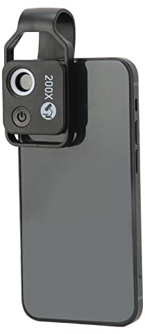 Microscopio para Teléfono de Bolsillo 200X, Lente de Fotografía Macro para Smartphone Profesional, Lente óptica de Cámara de Teléfono con Aumento de 200x HD para Fotografía Al Aire(sin CPL)