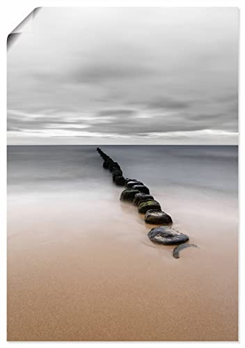 ARTLAND Wanddeko Poster & Kunstdrucke Wandposter 70x100 cm Hochformat Ostseee Meer Strand Buhnen Damm Stille die Weite U3TF