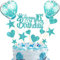 Personalised Cake Decorations 16th Happy Birthday Cake Toppers Glitter Cupcake Topper for Girls Boys Party Supplies for Blue Theme Birthday Party Anniversary
