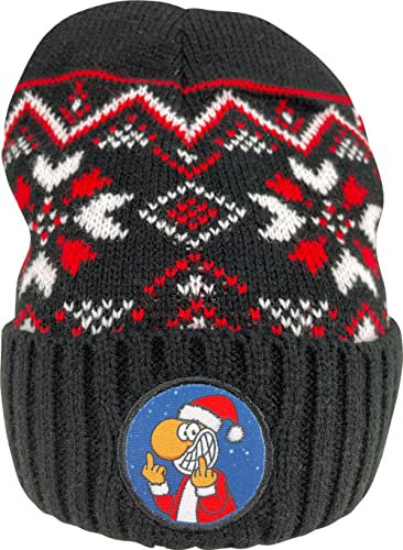 United Labels Ralph Ruthe Mütze Winter Xmas, Grau, Beanie für Damen und Herren, Wintermütze Unisex, Strickmütze, Wollmütze