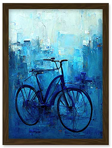 Doppelganger33 LTD Single Blue Bicycle Modern Artwork Framed Wall Art Print A4