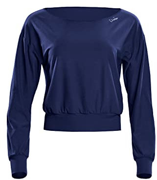 WINSHAPE Damen Functional Light And Soft Cropped Long Sleeve Top Ls003ls Yoga-Shirt, Dark-blue, L EU