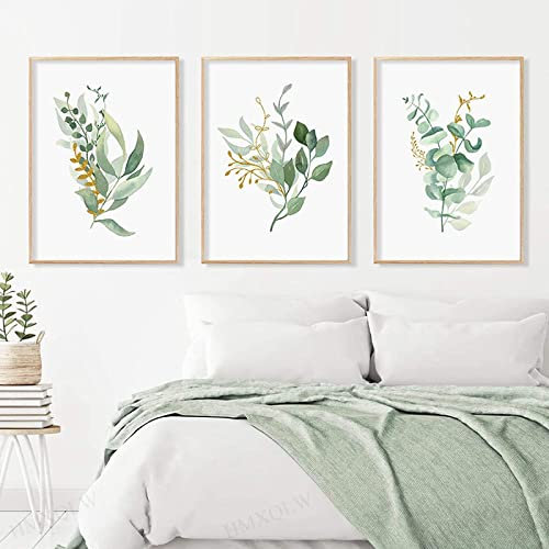 HMXQLW Vert Plante Feuilles Impression sur Toile Affiche Decoration Murale Tableau Art Moderne Toile Peinture Salon Chambre Maison Decoration Murale sans Cadre (3X30x40cm)