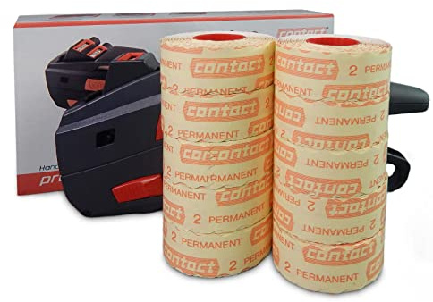 SET Contact Premium Datumsauszeichner 8.26 DT Focus inkl. 10 Rollen Preisetiketten - weiß permanent | Contact Preisauszeichner | HUTNER