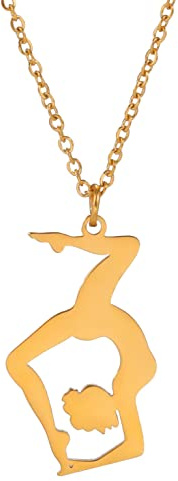 VASSAGO Gymnastik Halskette Edelstahl Sport Ballerina Charm Anhänger Gymnastik Trainer Schmuck Geschenke für Mädchen