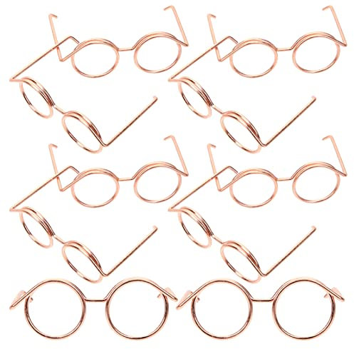Kisangel Puppen 10 Stücke Metall Rand Brillen Brillen Stoff Verkleiden Brillen Für Party Verkleiden (Roségold) Mini-Sonnenbrille Für Mini-Sonnenbrille Für Puppen-Cosplay-Zubehör